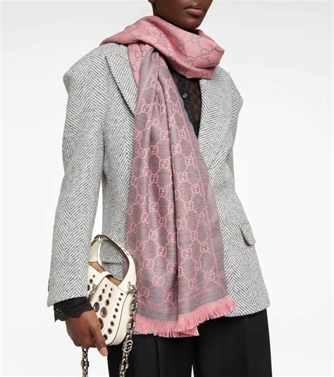 gg jacquard wool scarf gucci|gucci gg wool jacquard scarf.